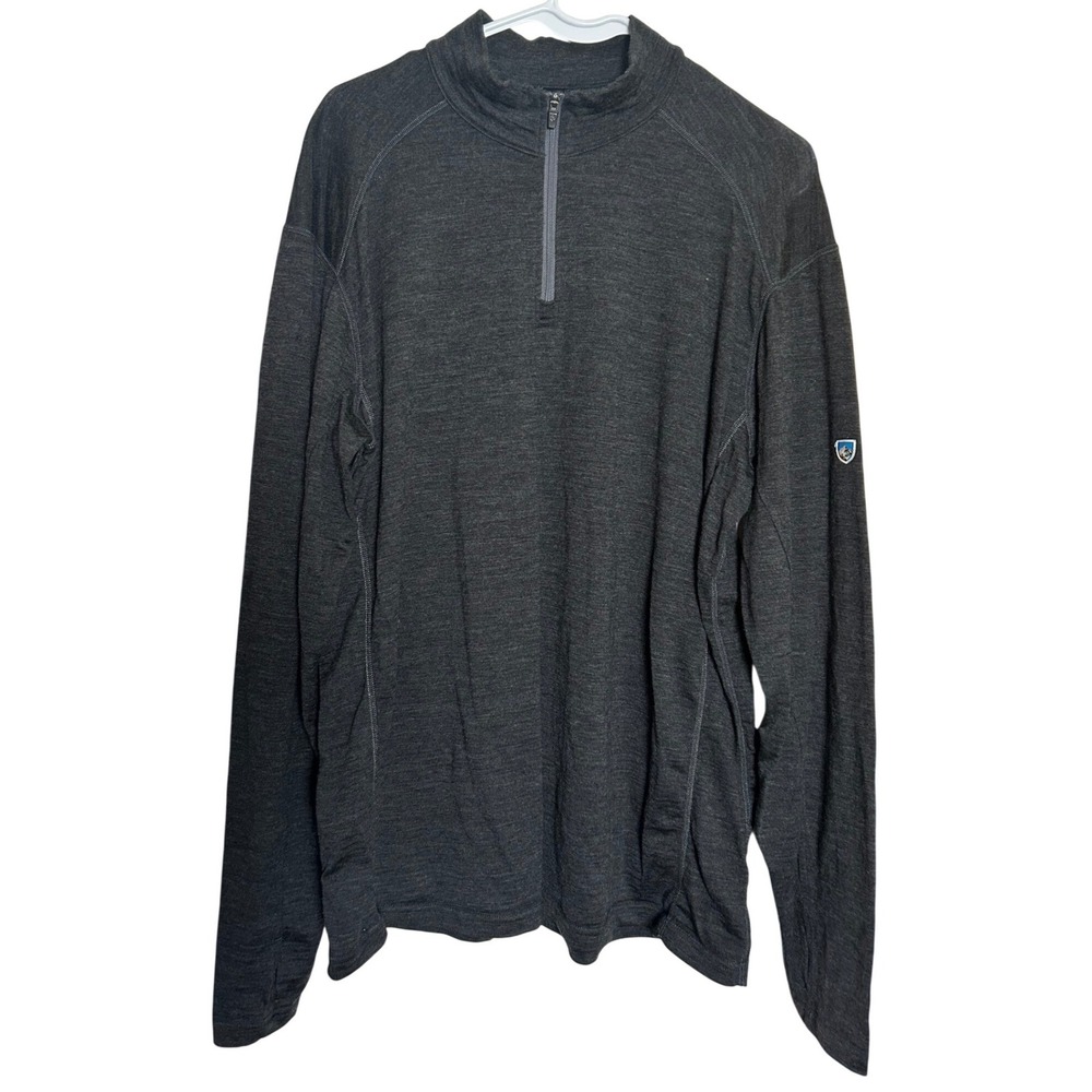 Kuhl Mens XL 100% Merino Wool Quarter Zip Pullover Outdoors Hiking Sweater